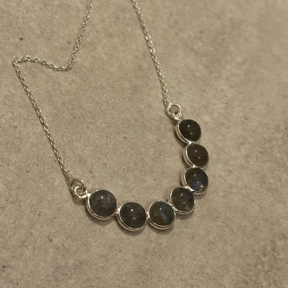 STERLING SILVER LABRADORITE GEMSTONE NECKLACE - Picture 7 of 11